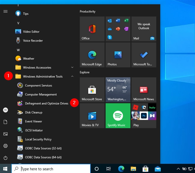 The shortcut for Defragment and Optimize Drives (Disk Defragmenter) in Windows 10