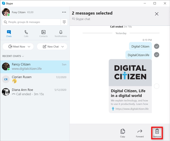 How to delete Skype messages on both sides in Windows and macOS
