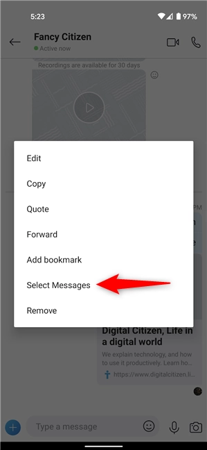 Tap on Select Messages