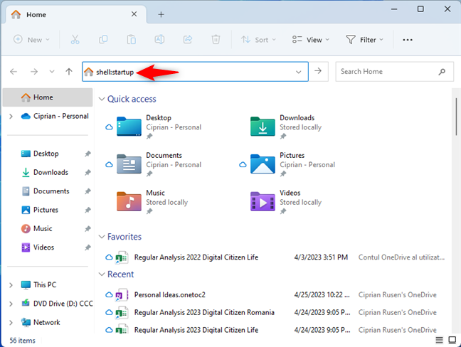 In File Explorer, go to shell:startup