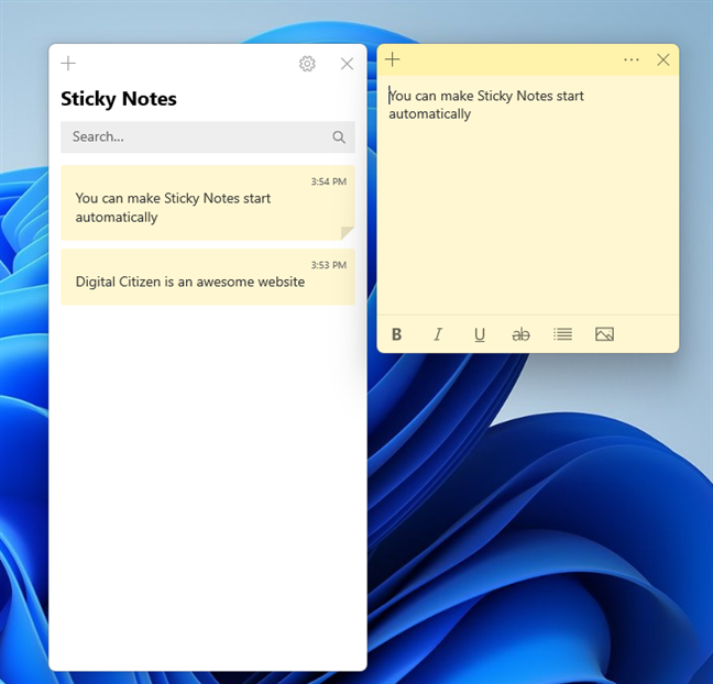 Sticky Notes now opens on startup
