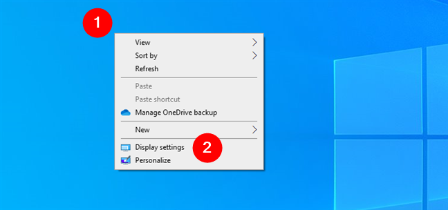 Select Display settings in the desktop context menu