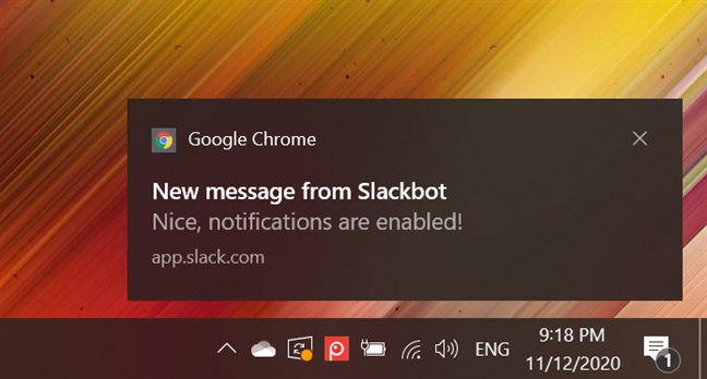 Google Chrome notifications in Windows 10 appear on the bottom right