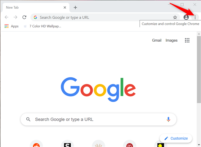 Press on Customize and control Google Chrome