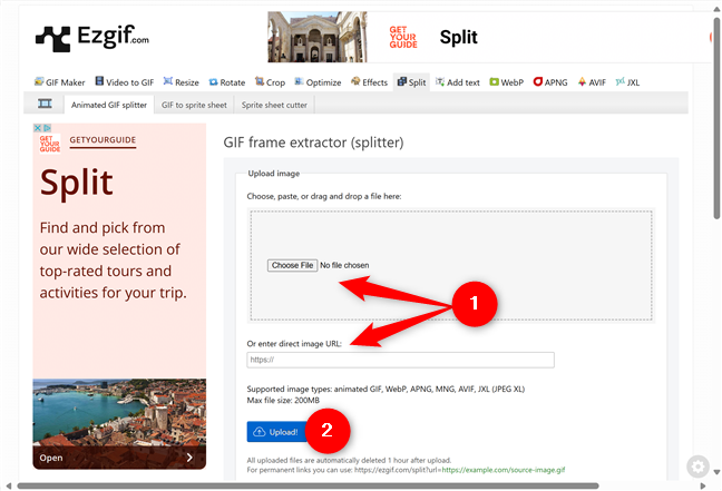 Upload the GIF file