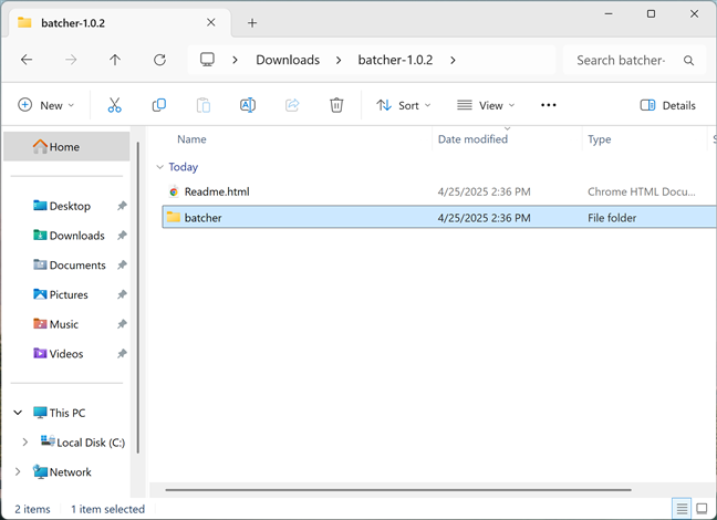 Extract the batcher plug-in folder