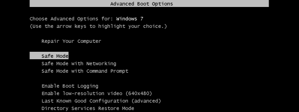 Safe Mode Windows 7
