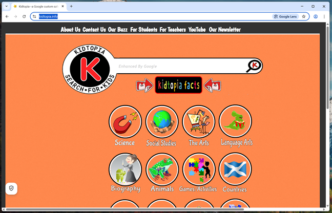 Kidtopia is a free search engine for kids but it has many ads