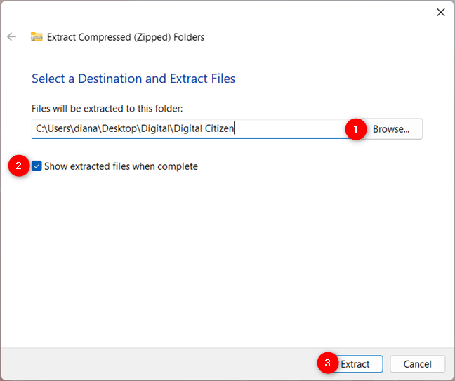 Extract Compressed (Zipped) Folders in Windows