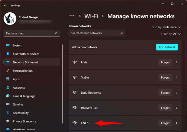 Select a Wi-Fi network