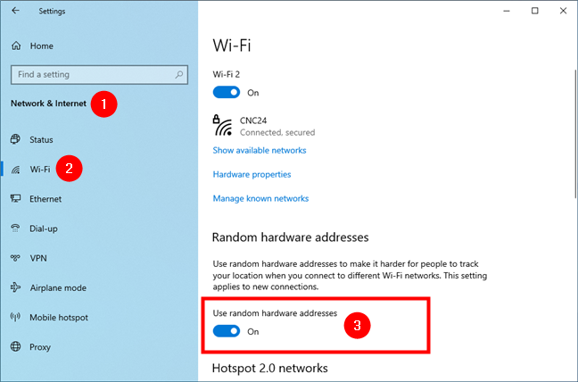 Spoof your MAC for all Wi-Fi by toggling Random hardware addresses