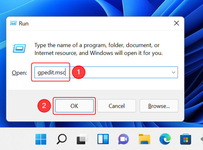 Open the Local Group Policy Editor using Run