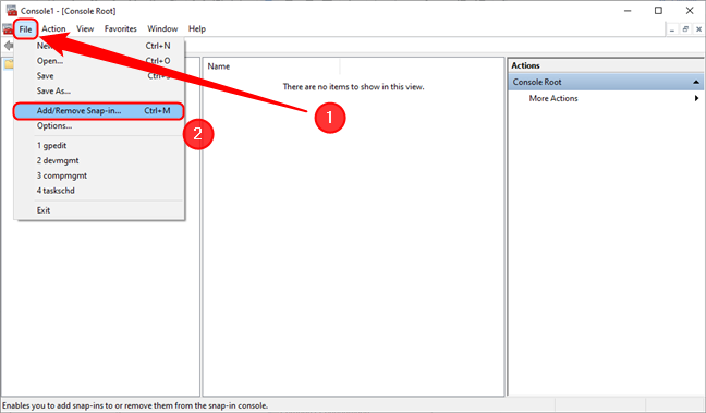 Add a snap-in in the Microsoft Management Console