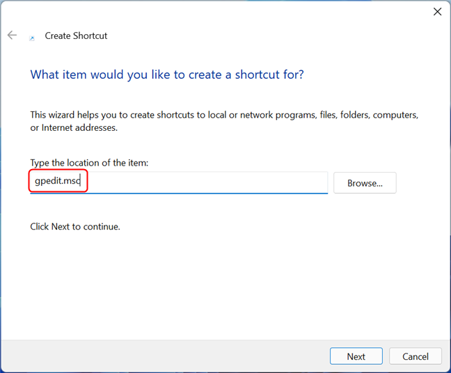 Create  a shortcut to the Local Group Policy Editor in Windows