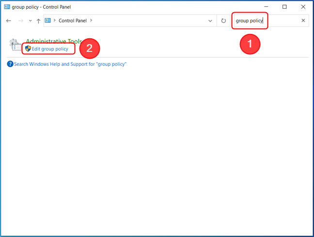 Open Local Group Policy Editor from the Control Panel