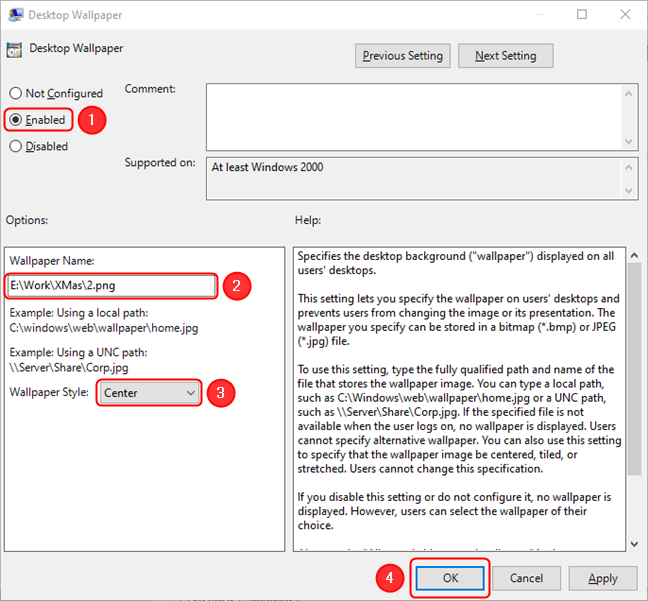 Enable or disable it, then configure its options