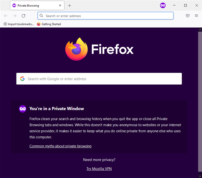 Private Browsing in Firefox