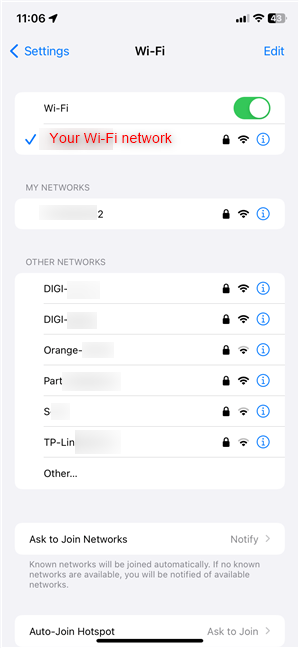 Tap on your Wi-Fi network