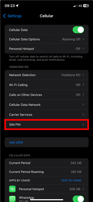 How to find the SIM PIN on iPhone