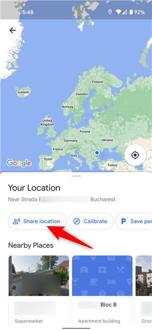 Sharing location on Android