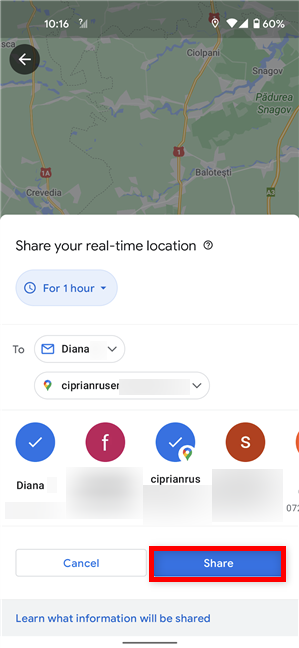 Share your location with more contacts