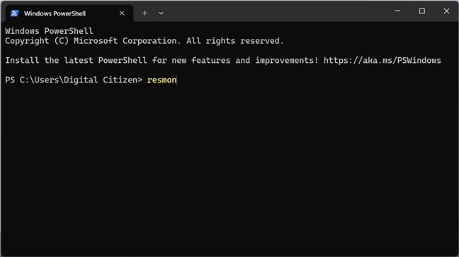 Open Resource Monitor using Terminal