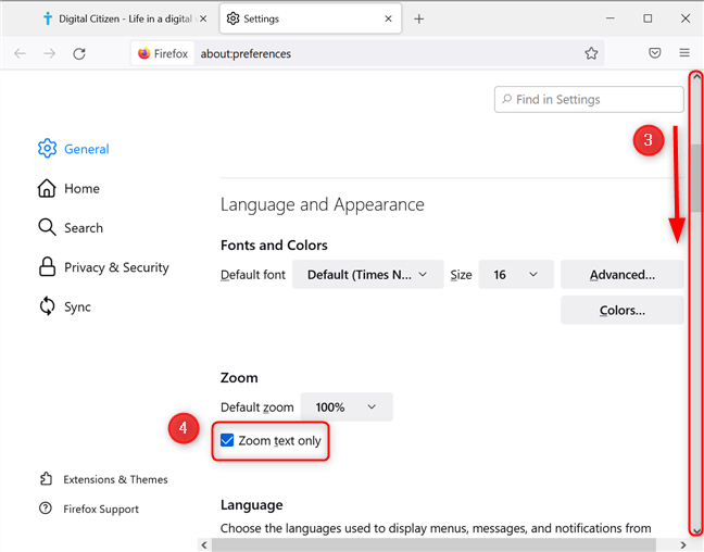 Set Zoom Text Only in Mozilla Firefox
