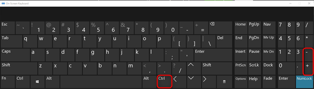 Zoom in and out by pressing the Ctrl and the + or - sign