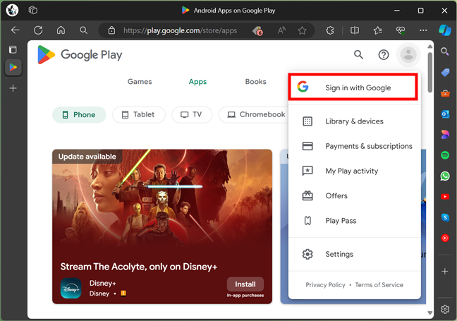 Choose Sign in with Google