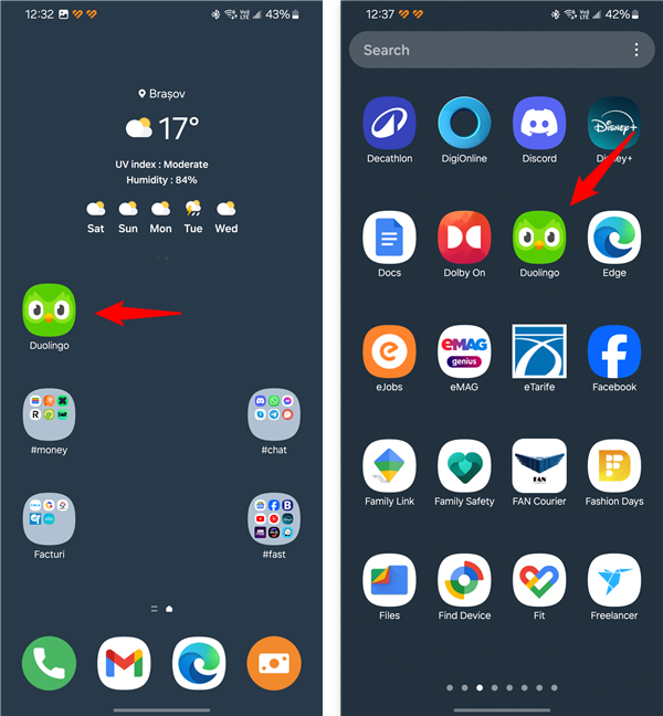 The app or game was installed on the selected Android device