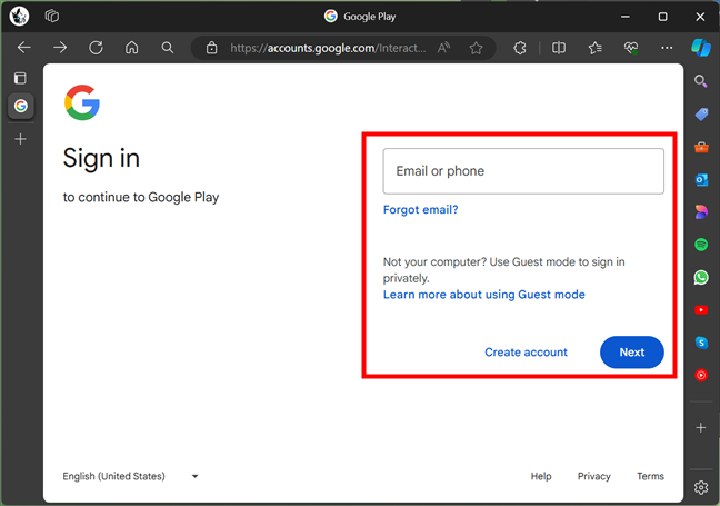 Log in with your Google account