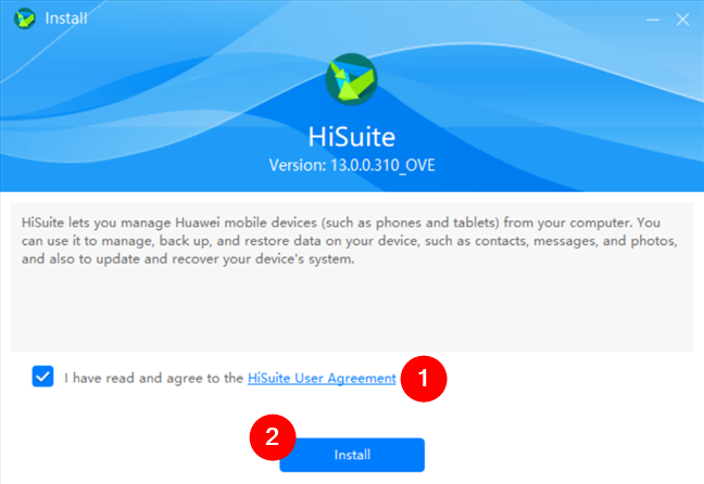 Installing HUAWEI HiSuite on a Windows 11 PC