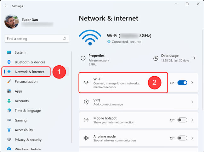 First, go to Wi-Fi in the Network & internet section of Settings