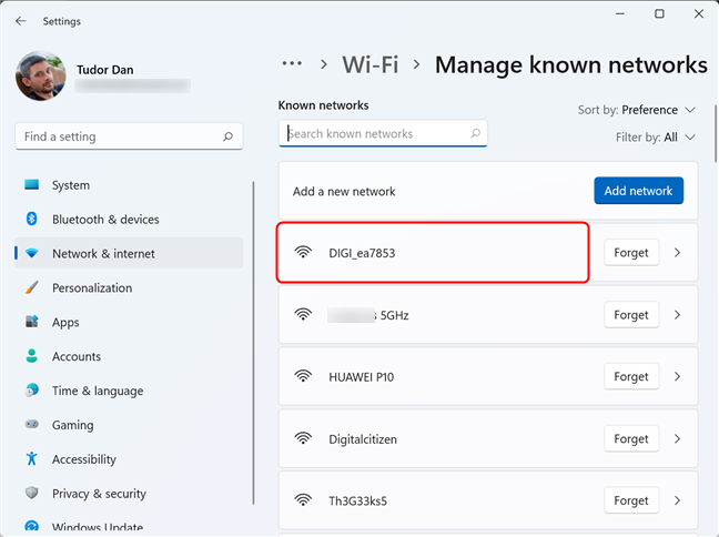 Click on the desired Wi-Fi network