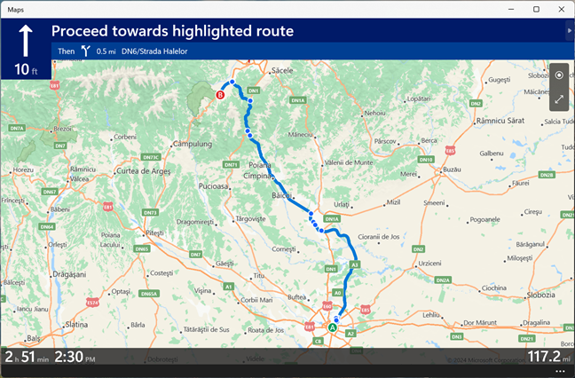 Turn by turn guidance in Windows Maps