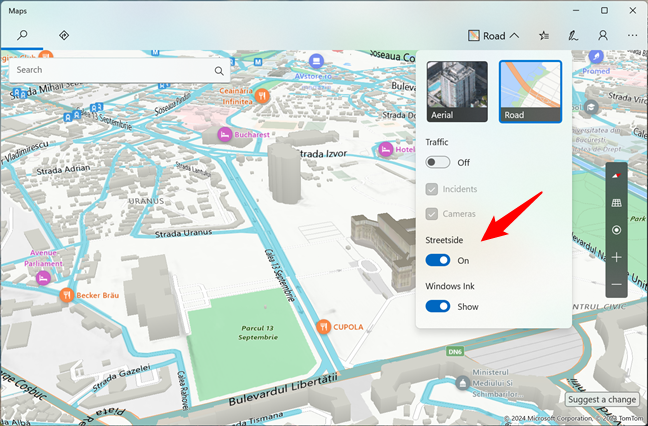 Streetside in Windows Maps