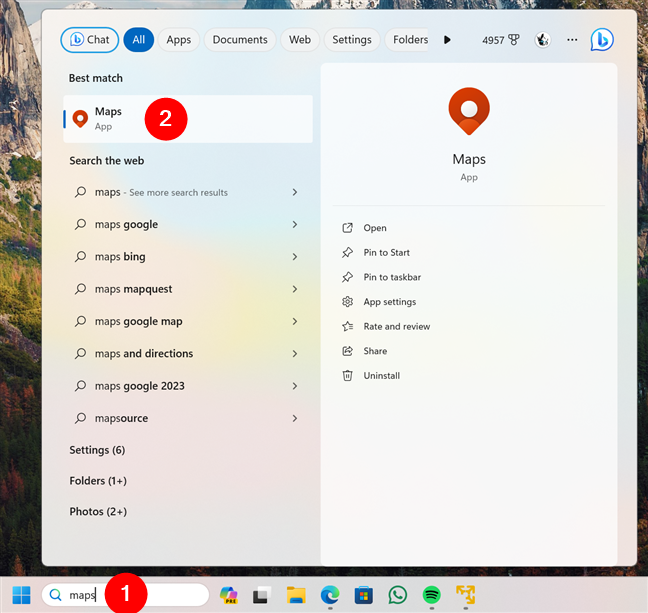 Searching Maps in Windows 11