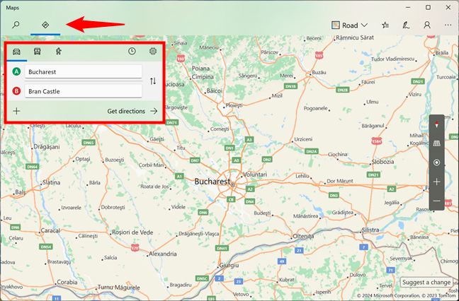 Getting directions in Windows Maps