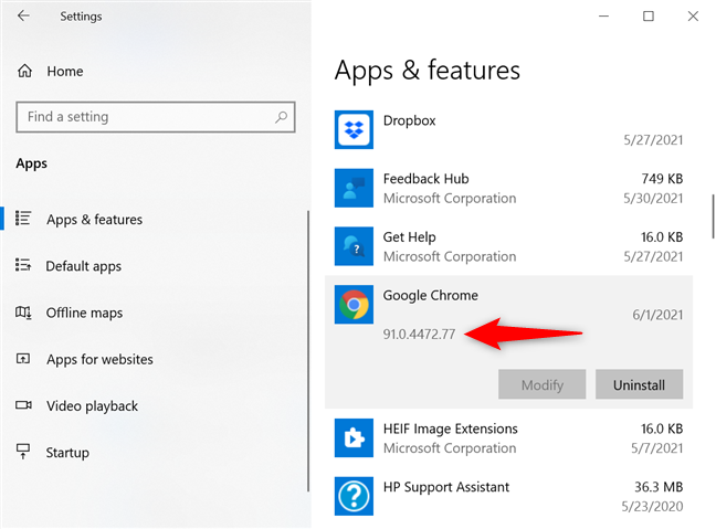 How to check the Chrome version in Windows 10 from Settings