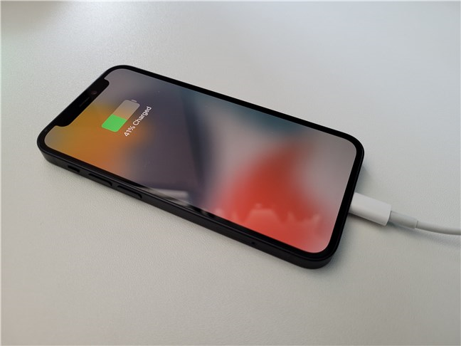 An iPhone charging its battery