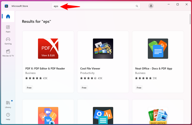 The Microsoft Store share what apps can open the .eps file format