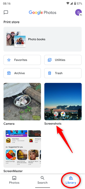 Where are screenshots saved on Android?