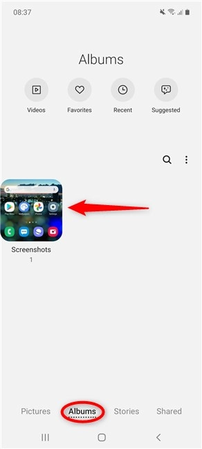 Where do screenshots go on Android for Samsung Galaxy devices?
