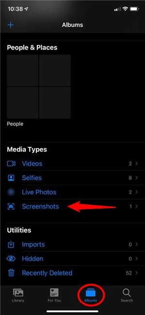 Where do my screenshots go on iOS?