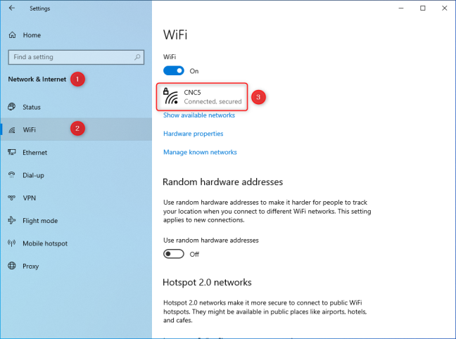 Access the properties of your Wi-Fi connection