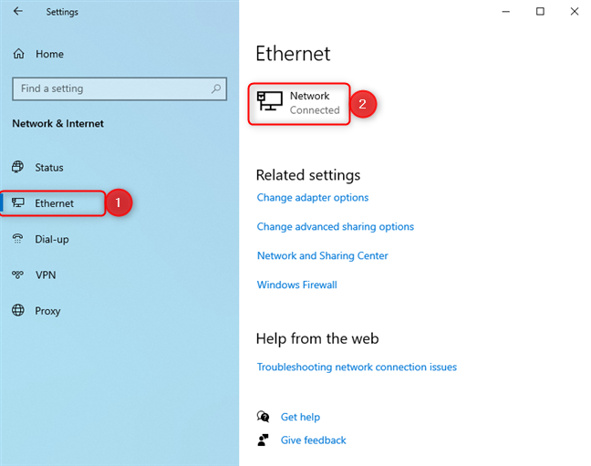 Access the properties of your Ethernet connection