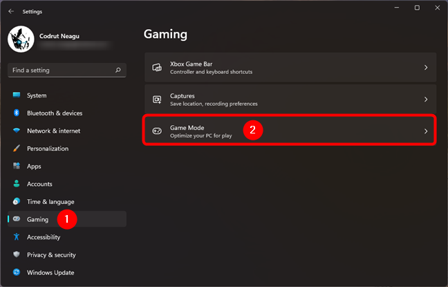 Open Game Mode in Windows 11