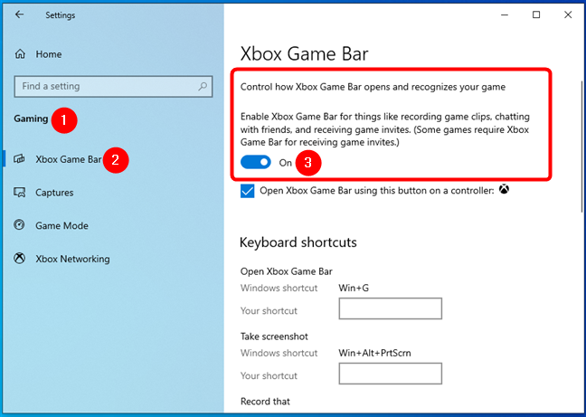 Enable Xbox Game Bar in Windows 10
