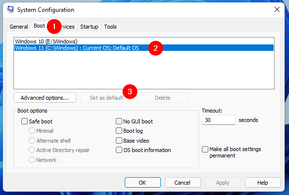 Setting the default operating system