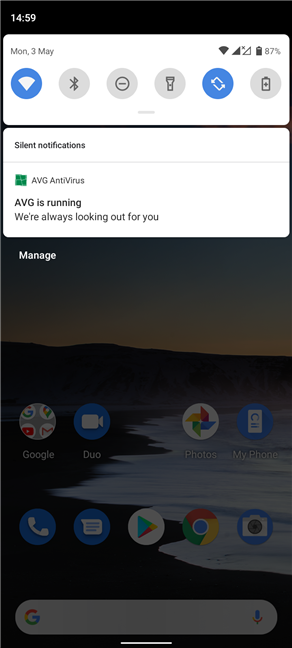 AVG displays a persistent notification on Android